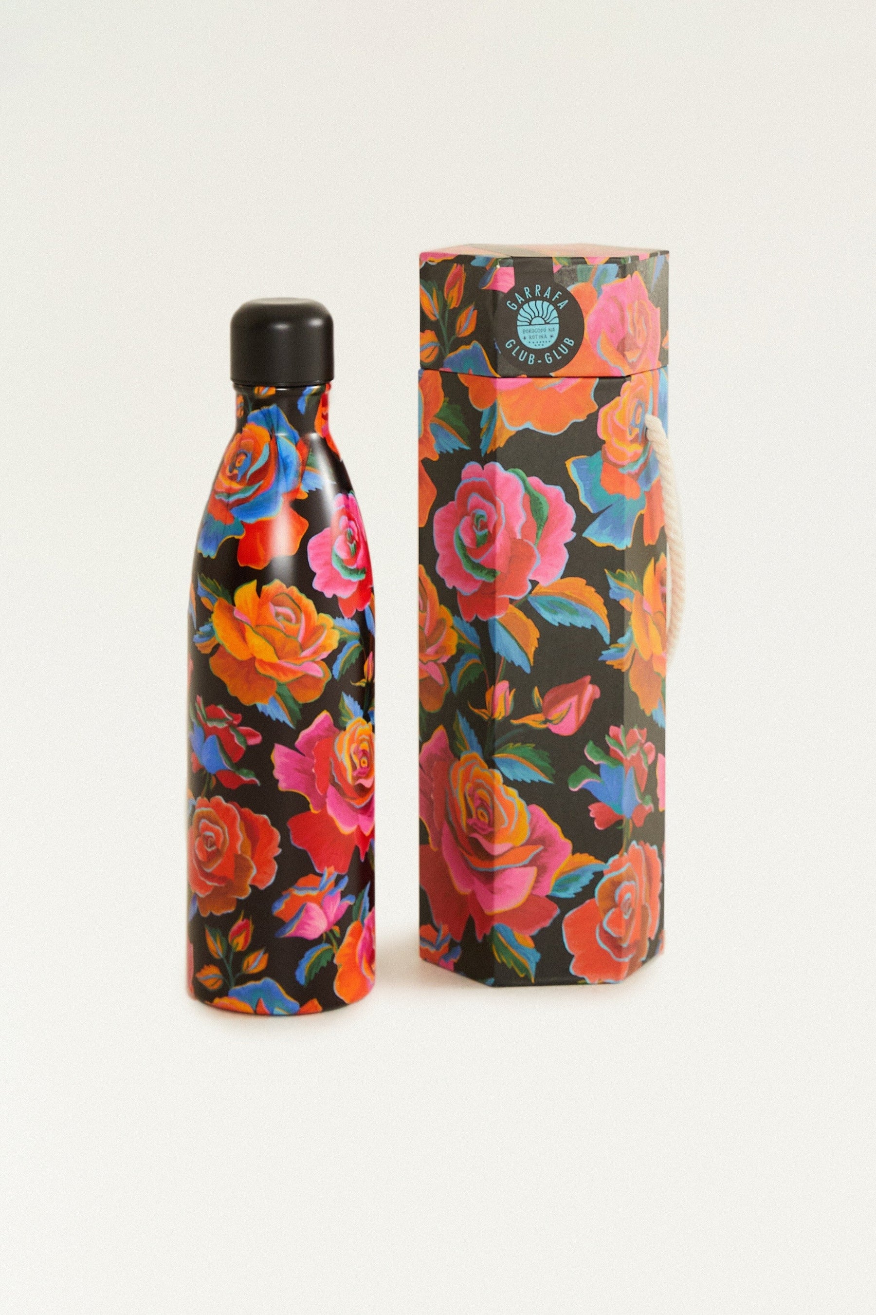 Garrafa glub glub rosas pintadas 750ml