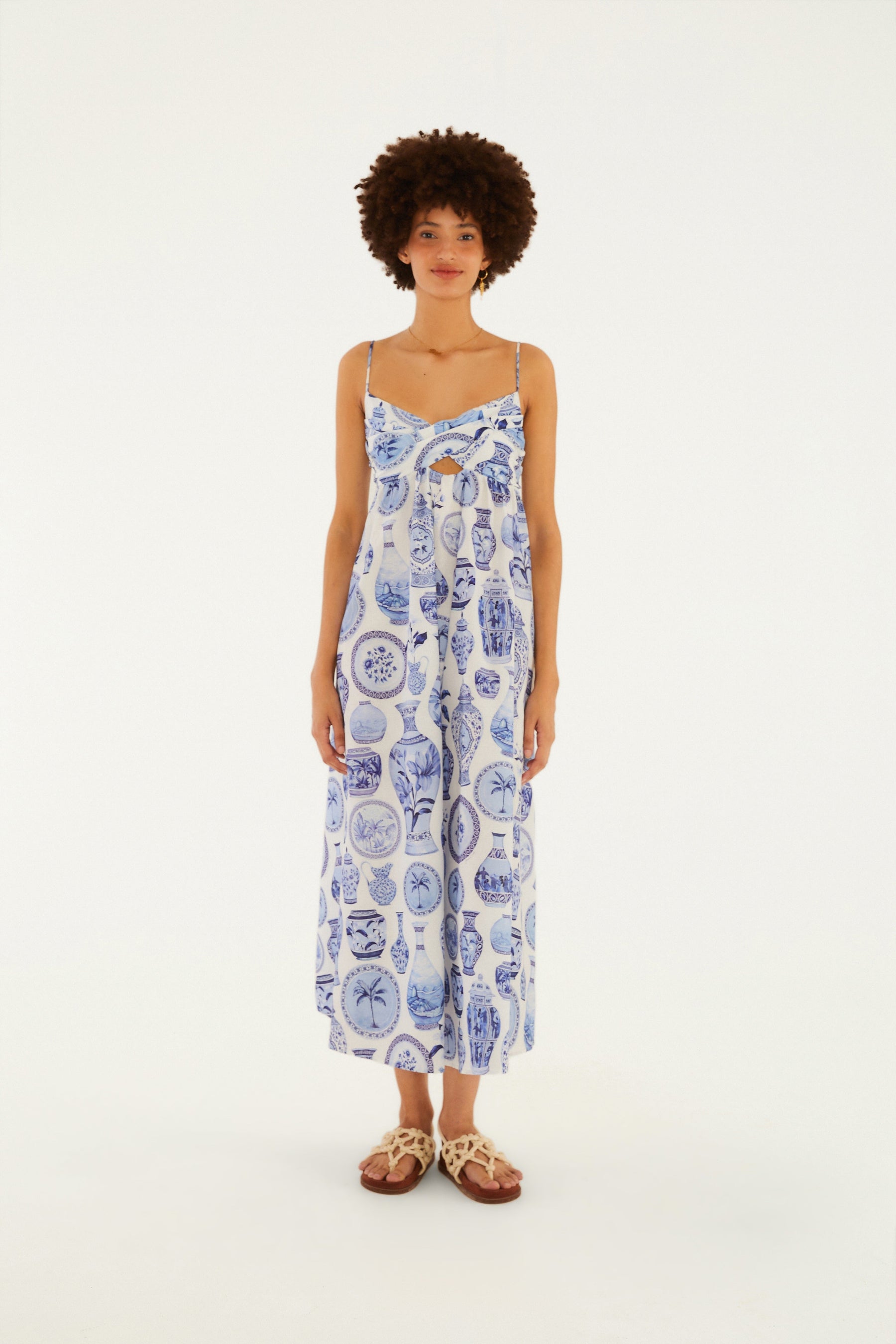 Vestido Estampado Vaso De Porcelana