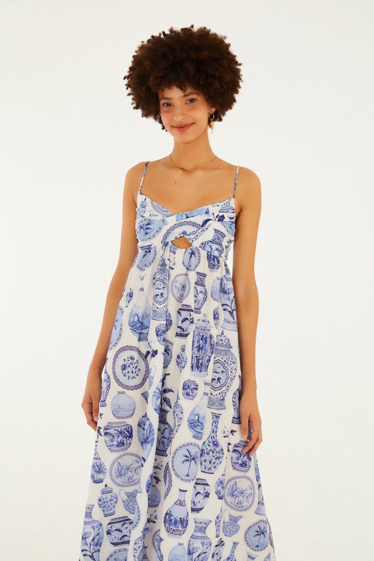 Vestido Estampado Vaso De Porcelana