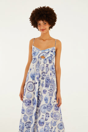 Vestido Estampado Vaso De Porcelana