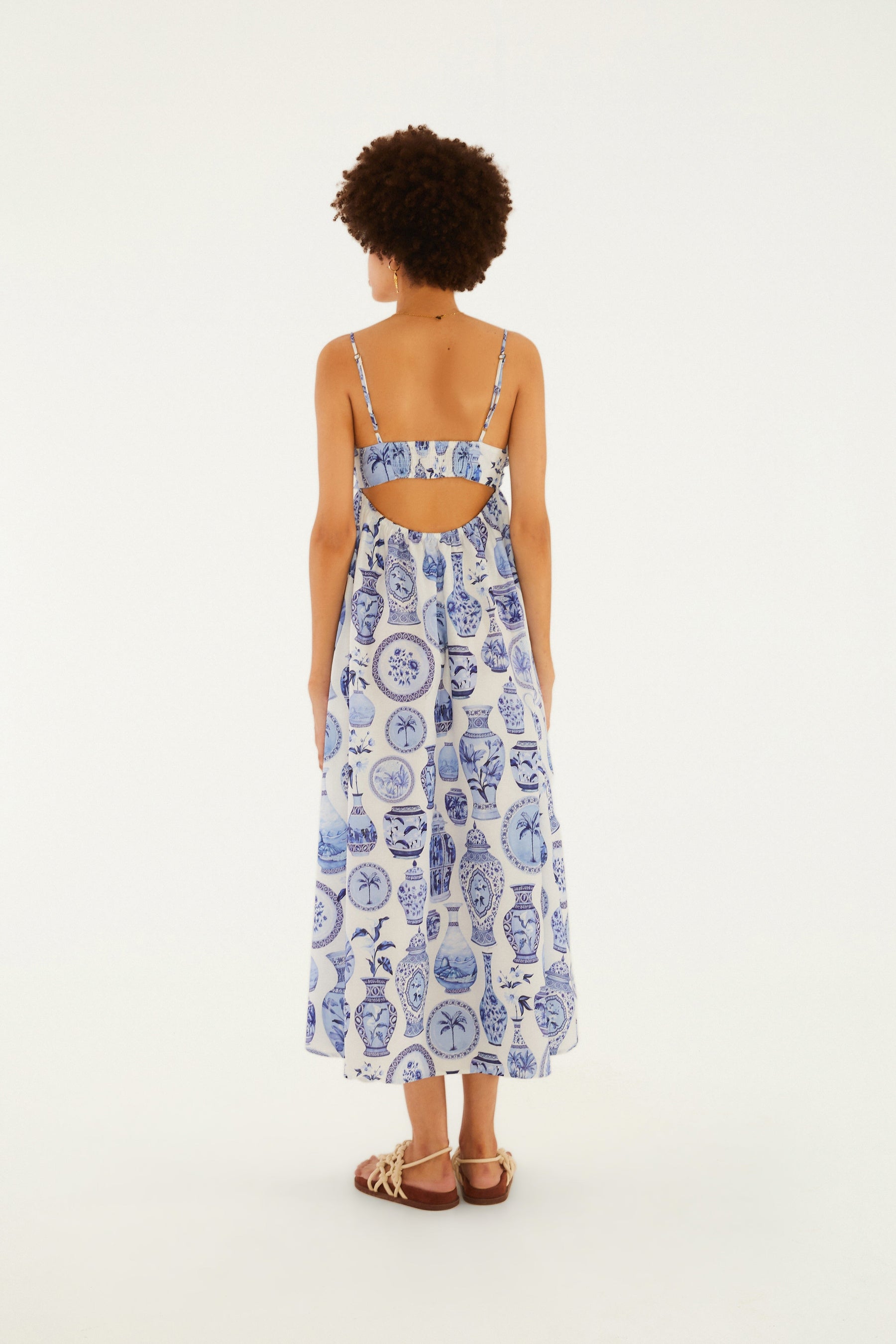 Vestido Estampado Vaso De Porcelana