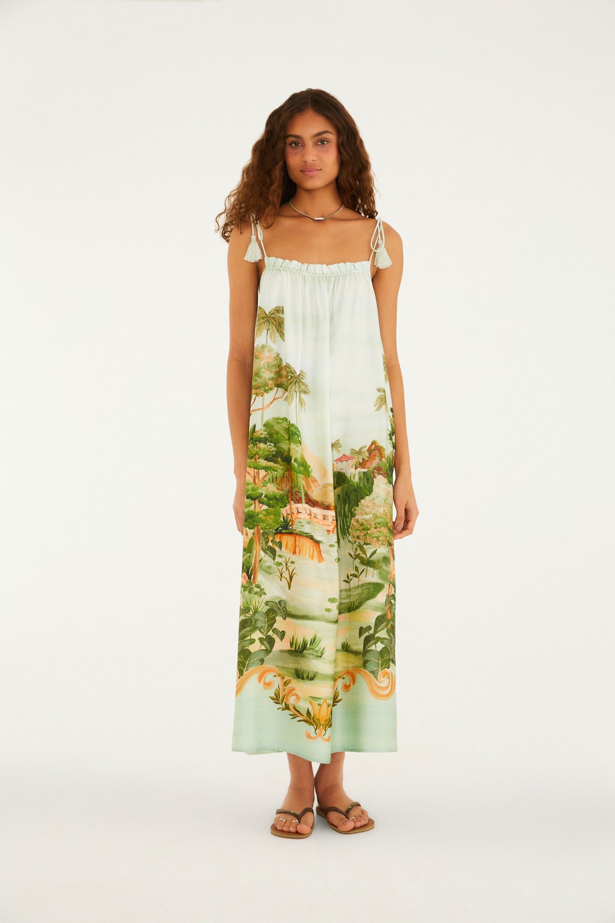 Vestido Longo Estampado Passeio No Parque